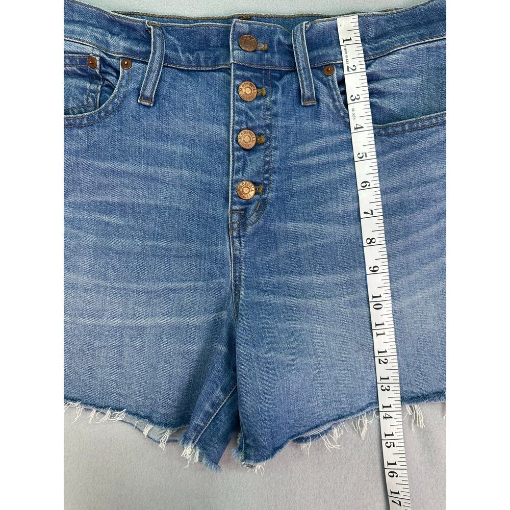 Madewell High Rise Denim Cut Off Shorts Fly Frayed Hem Medium Wash Size 30 - Picture 8 of 10